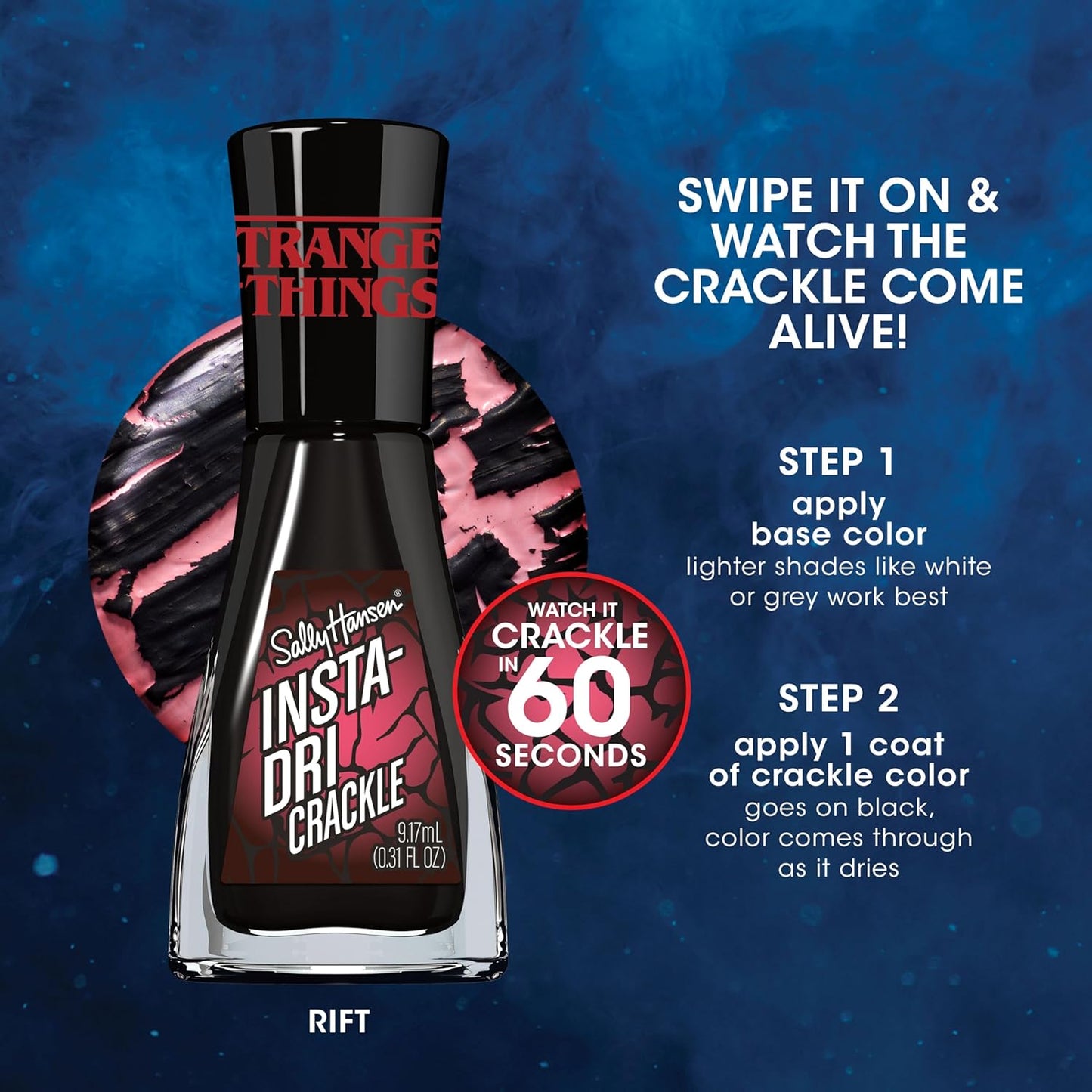 Sally Hansen Insta-Dri x Stranger Things Collection Nail Polish, 742 Rift - Crackle
