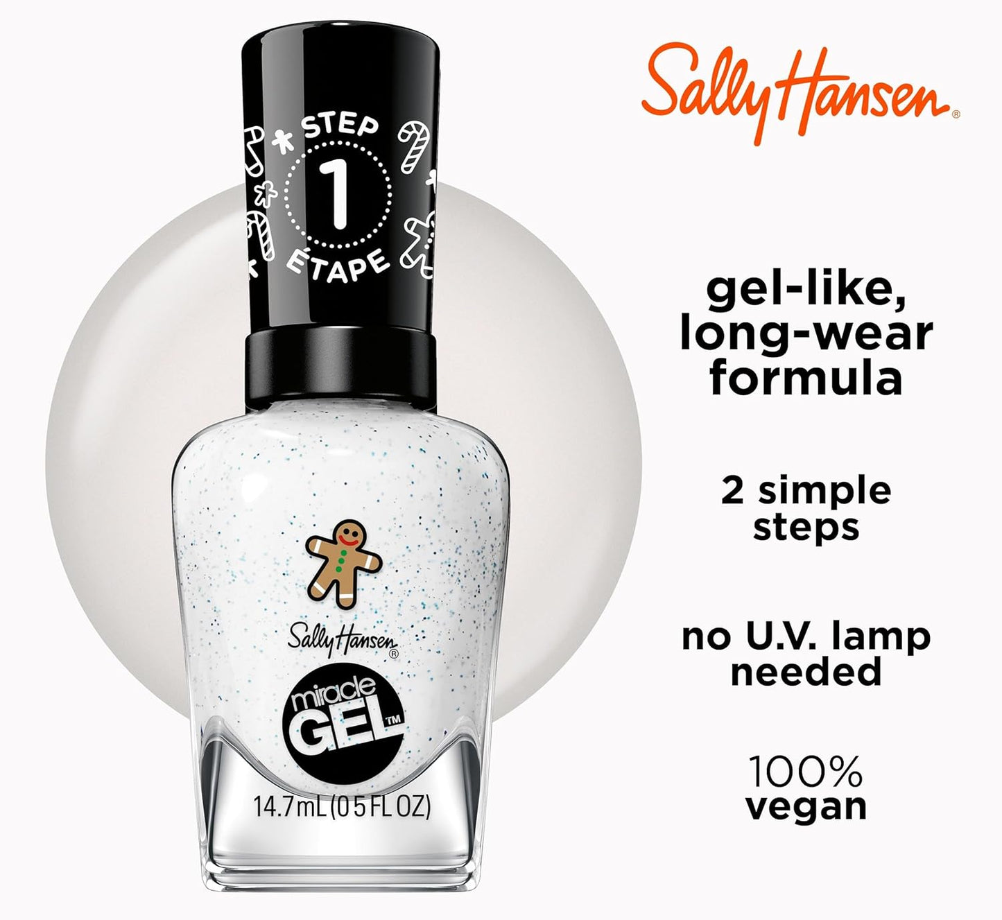 Sally Hansen Miracle Gel x Gingerbread Kisses Holiday Wishes Collection Nail Polish, 911 Whisk You a Merry Xmas