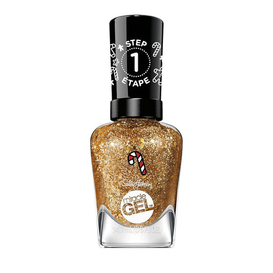 Sally Hansen Miracle Gel x Gingerbread Kisses Holiday Wishes Collection Nail Polish, 914 Less Bitter, More Glitter