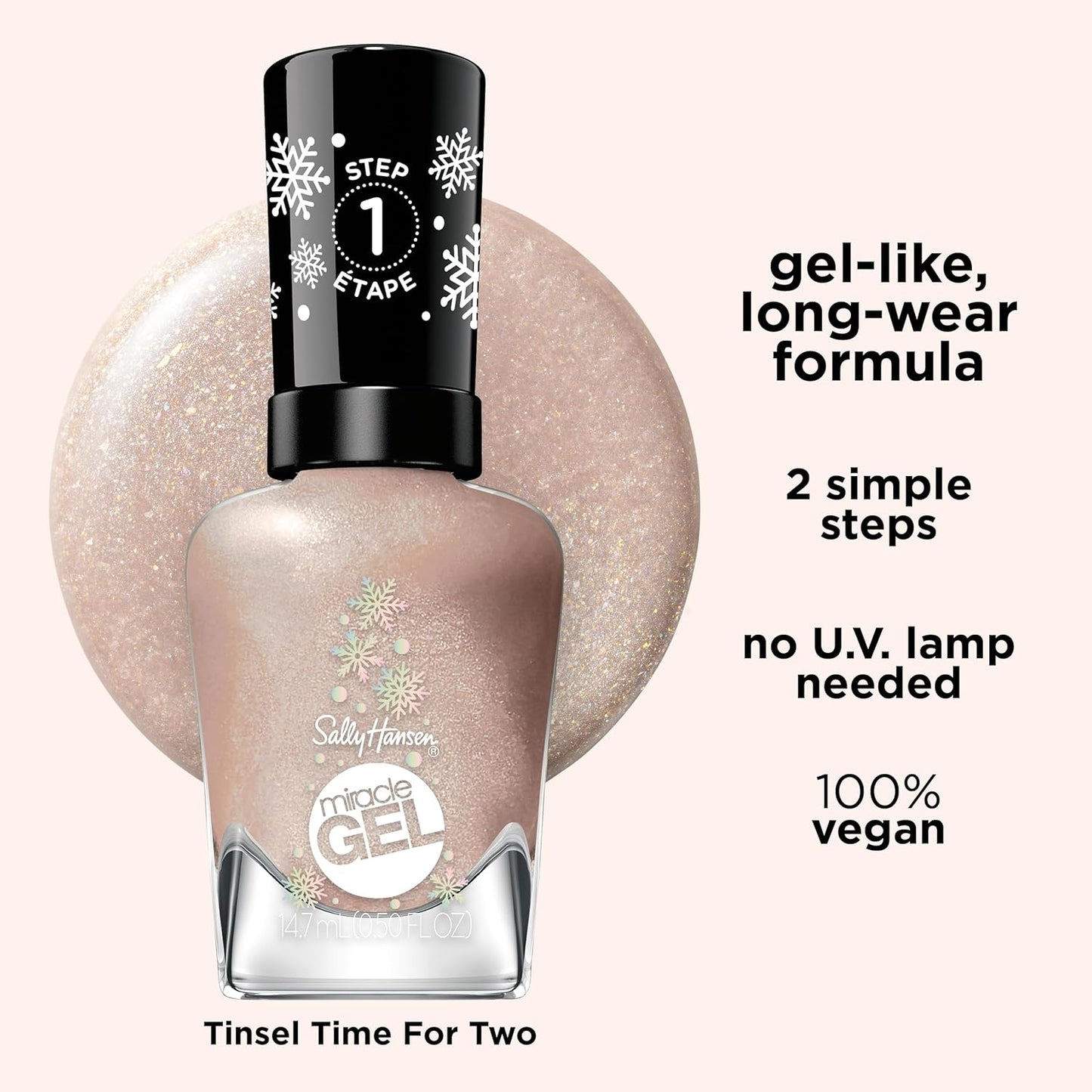 Sally Hansen Miracle Gel x Once Upon A Holiday Collection Nail Polish, 921 Tinsel Time for Two