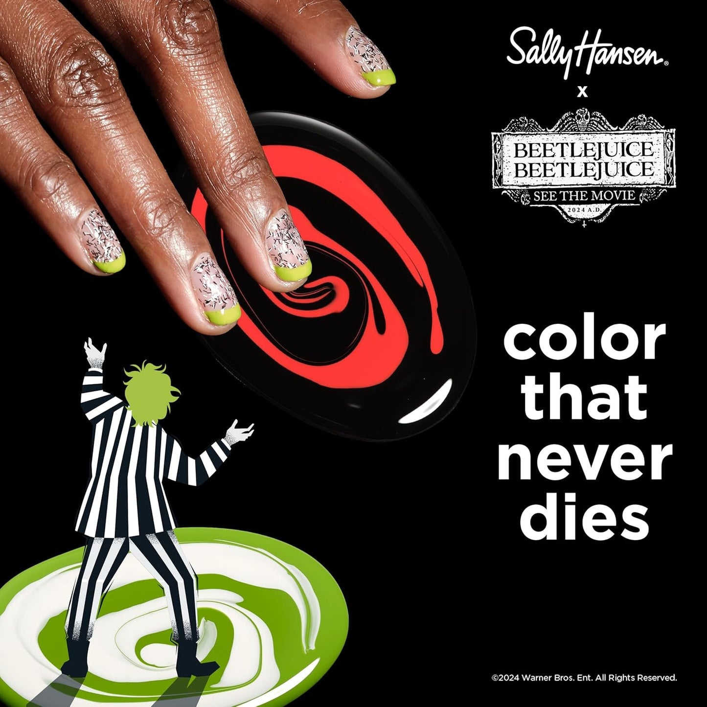 Sally Hansen Miracle Gel x BeetleJuice Collection Nail Polish,  930 Bio Exorcist