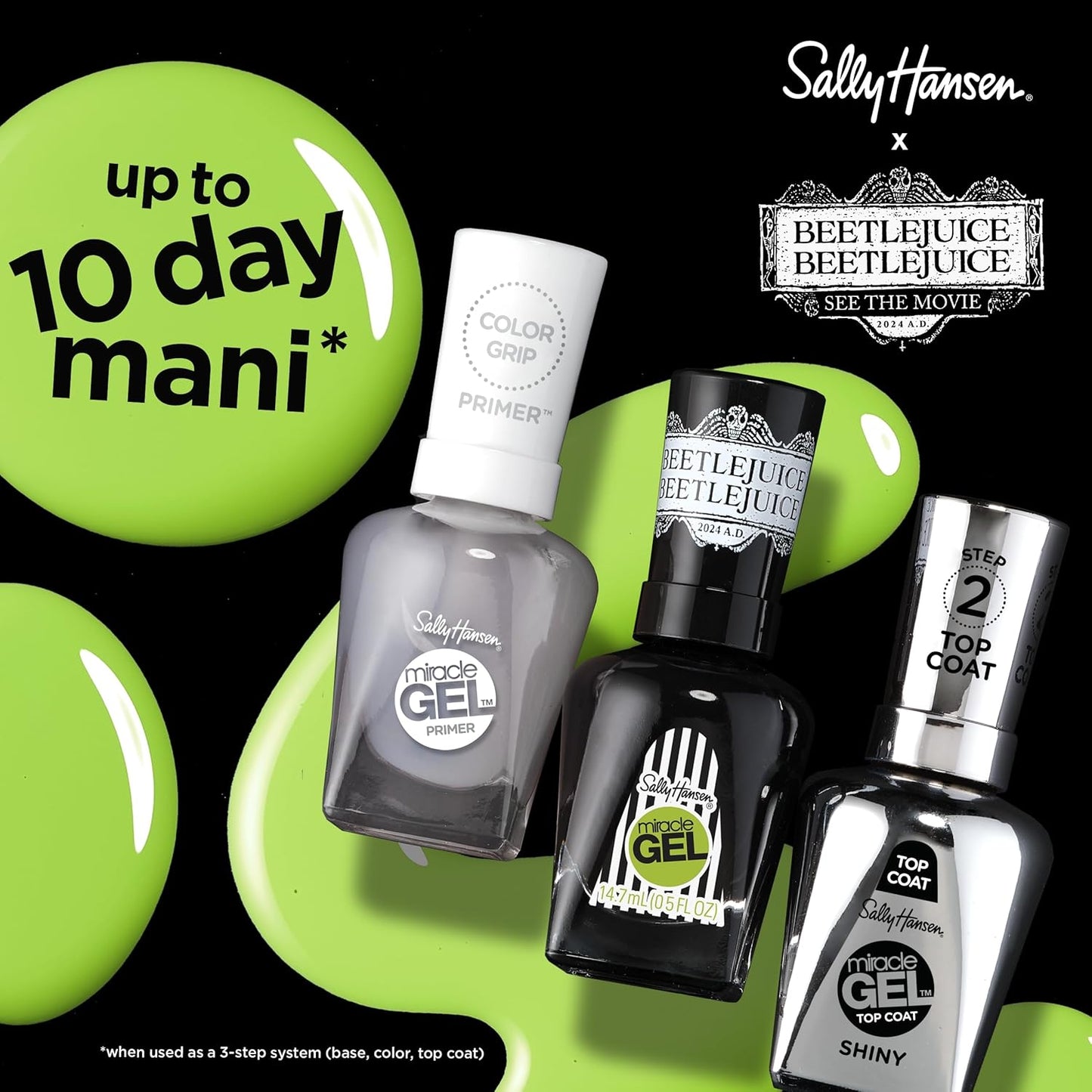 Sally Hansen Miracle Gel x BeetleJuice Collection Nail Polish,  930 Bio Exorcist