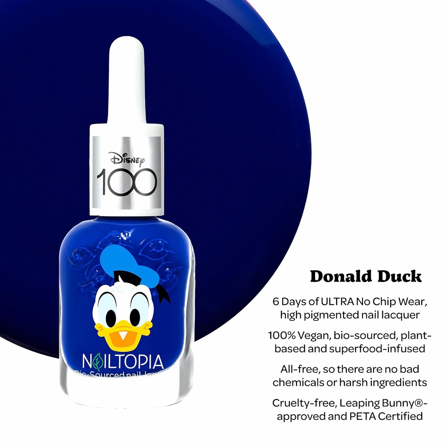 Nailtopia Bio-Sourced Chip Free Mini Nail Lacquer Disney Collection, Donald Duck