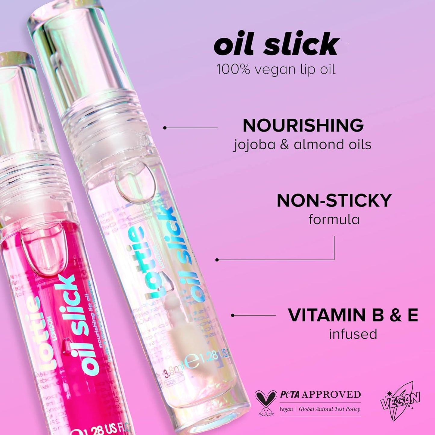 Lottie London Oil Slick Nourishing Lip Oil, Extra Cherries