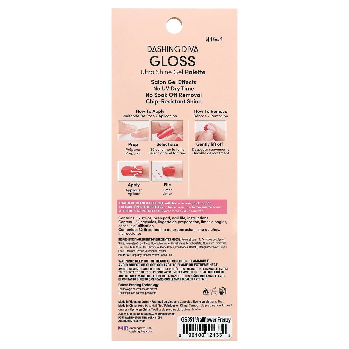 Dashing Diva Gloss Ultra Shine Gel Nail Strips, GS351 Wallflower Frenzy