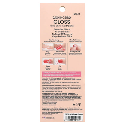 Dashing Diva Gloss Ultra Shine Gel Nail Strips, GS351 Wallflower Frenzy