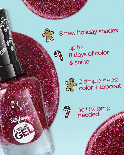 Sally Hansen Miracle Gel x Gingerbread Kisses Holiday Wishes Collection Nail Polish, 908 Oh Ginger Snap!