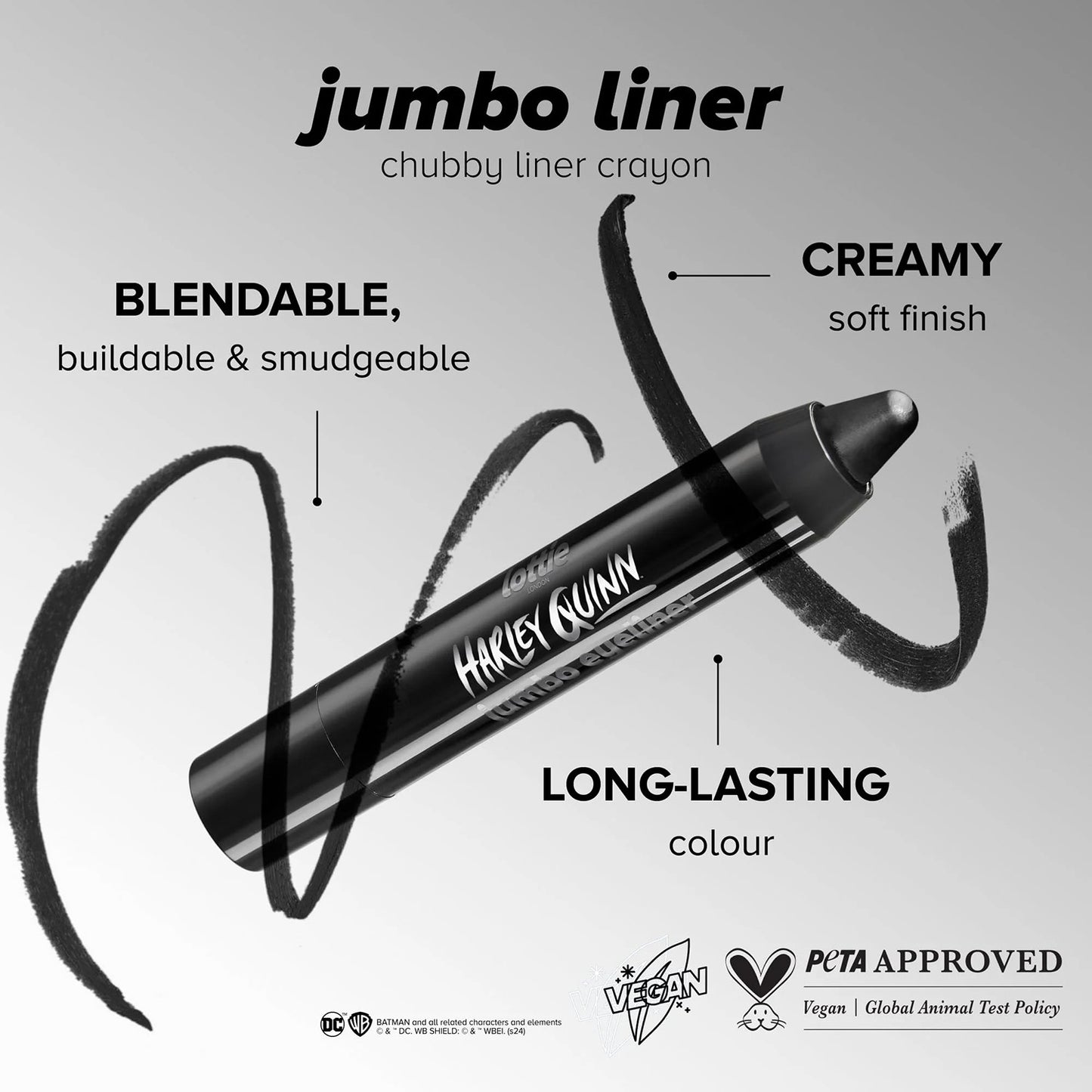 Lottie London x Harley Quinn Chubby Eyeliner, Black
