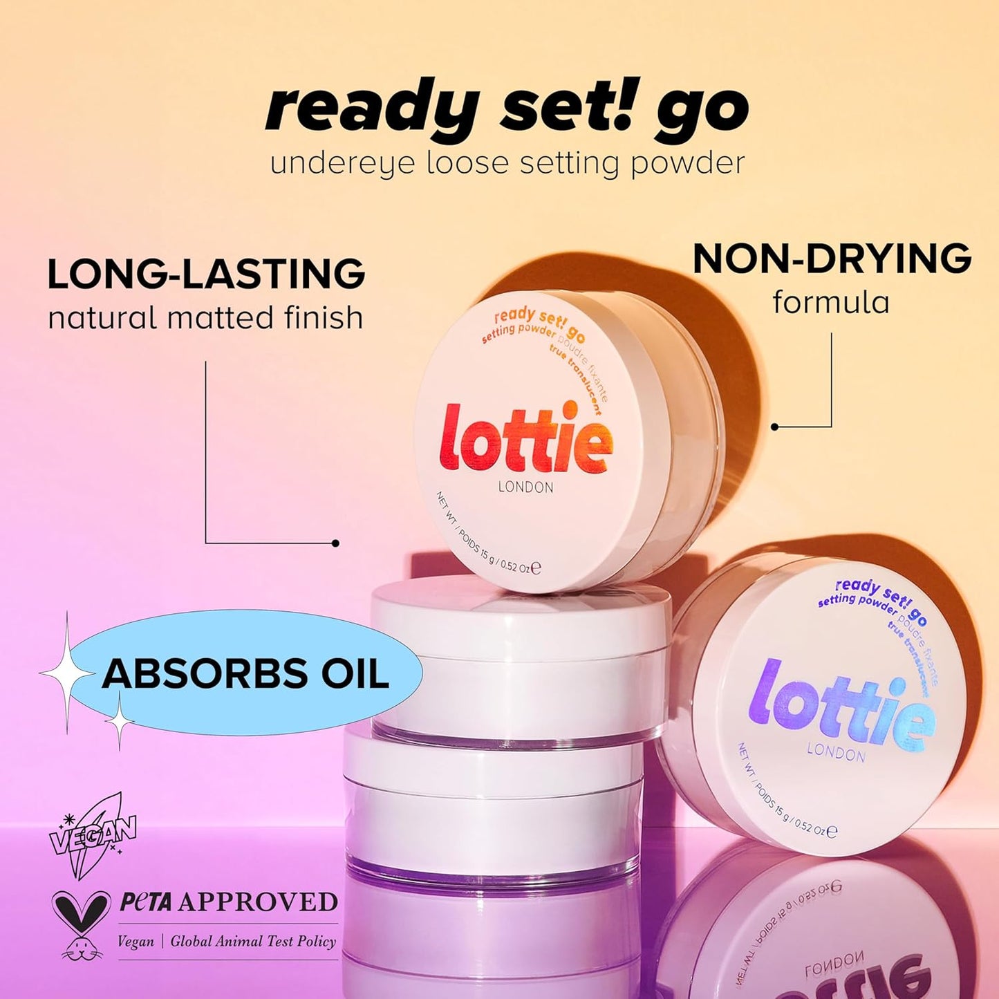 Lottie London Ready Set Go Setting Powder, True Translucent