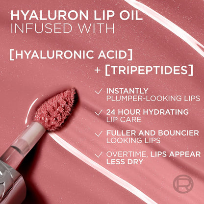 L'Oreal Paris Plump Ambition Hyaluron Lip Oil, 650 Nude Macaron