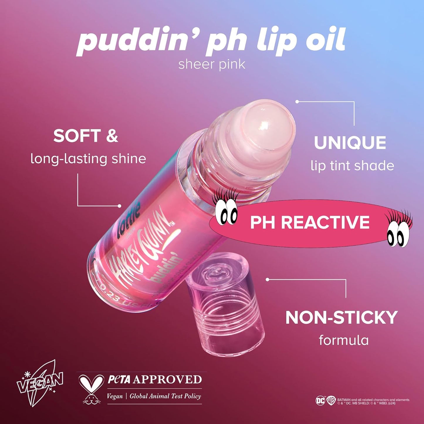 Lottie London x Harley Quinn Puddin' PH Lip Oil, Pink