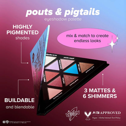 Lottie London x Harley Quinn Mad Love Eyeshadow Palette, Pouts & Pigtails