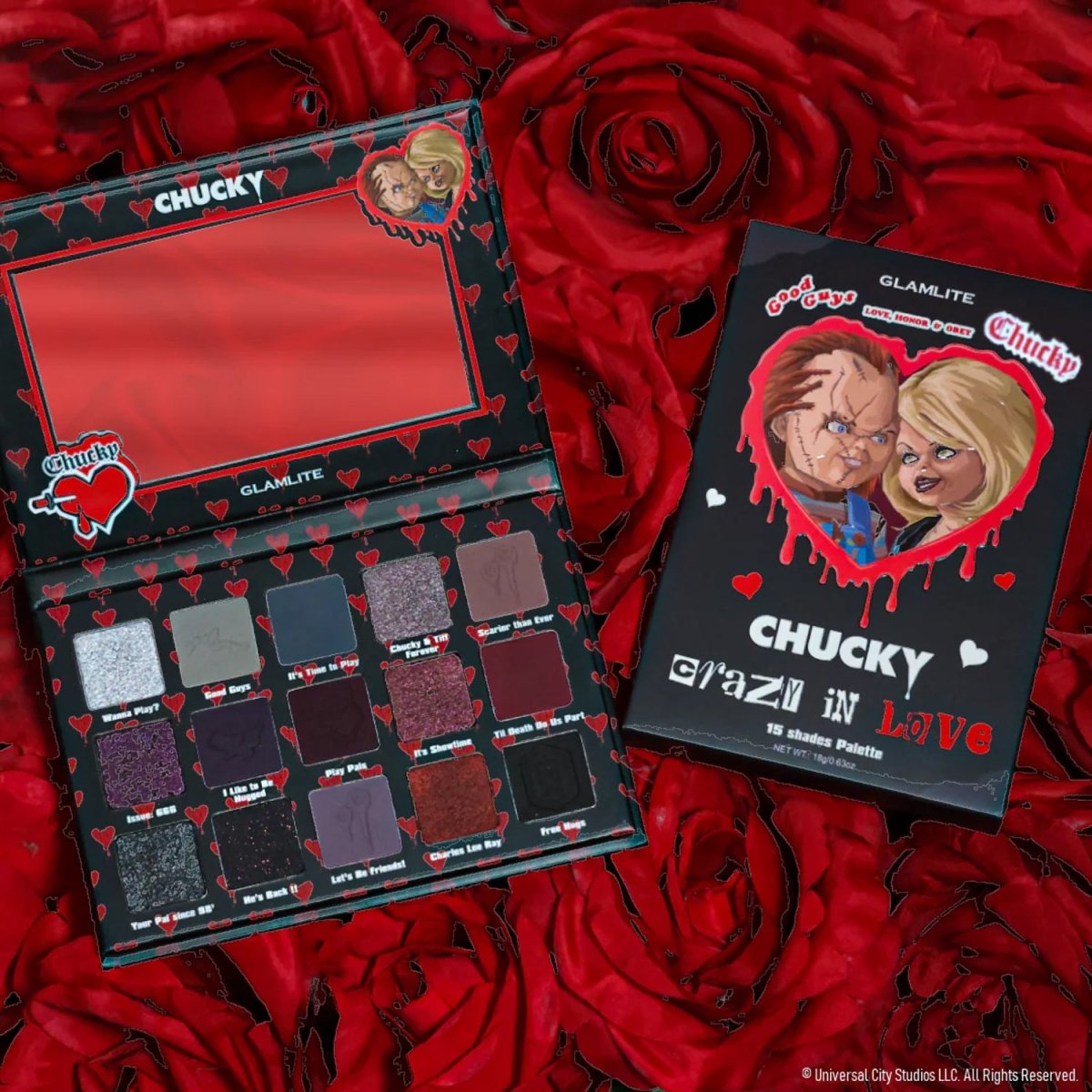 Chucky x Glamlite Crazy In Love 15 Shade Eyeshadow and Body Pigments Palette - A1 Great Deals - Glamlite - 850002890075