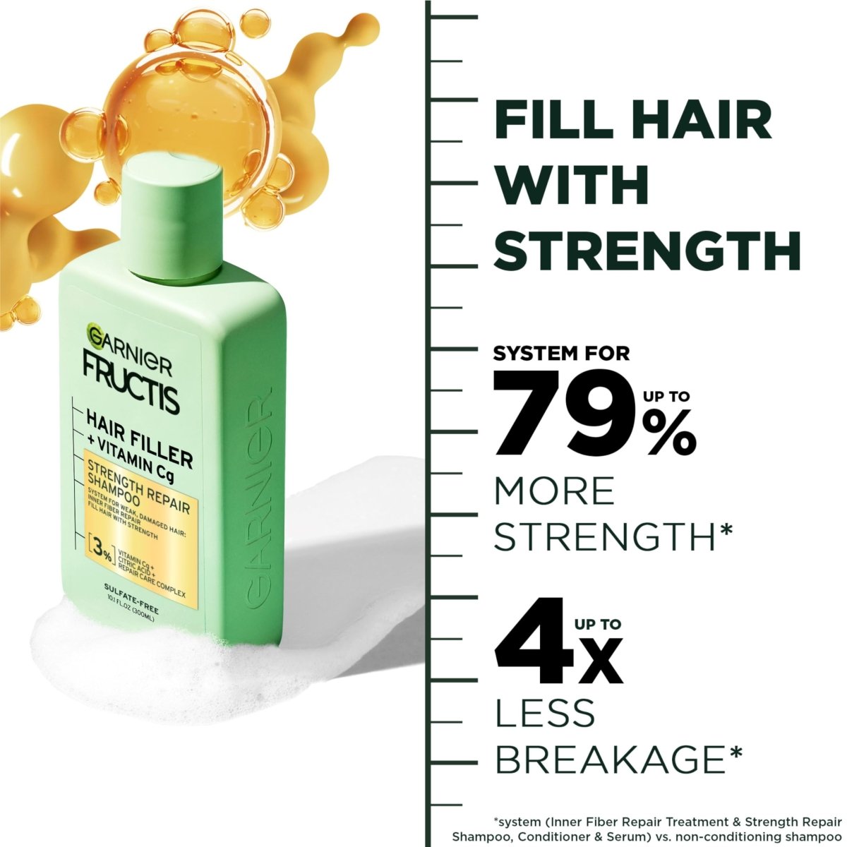 Garnier Fructis Hair Fillers Strength Repair Shampoo for Damaged Hair, 10.1 fl - A1 Great Deals - Garnier - 603084082964