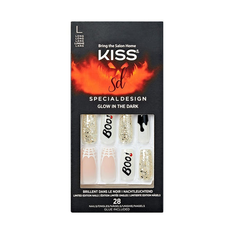 KISS Special Design Halloween Fake Nails, Glow - In - The - Dark, 87742 HSD22X Party Till I Die - A1 Great Deals - Kiss Nail Products - 731509877427