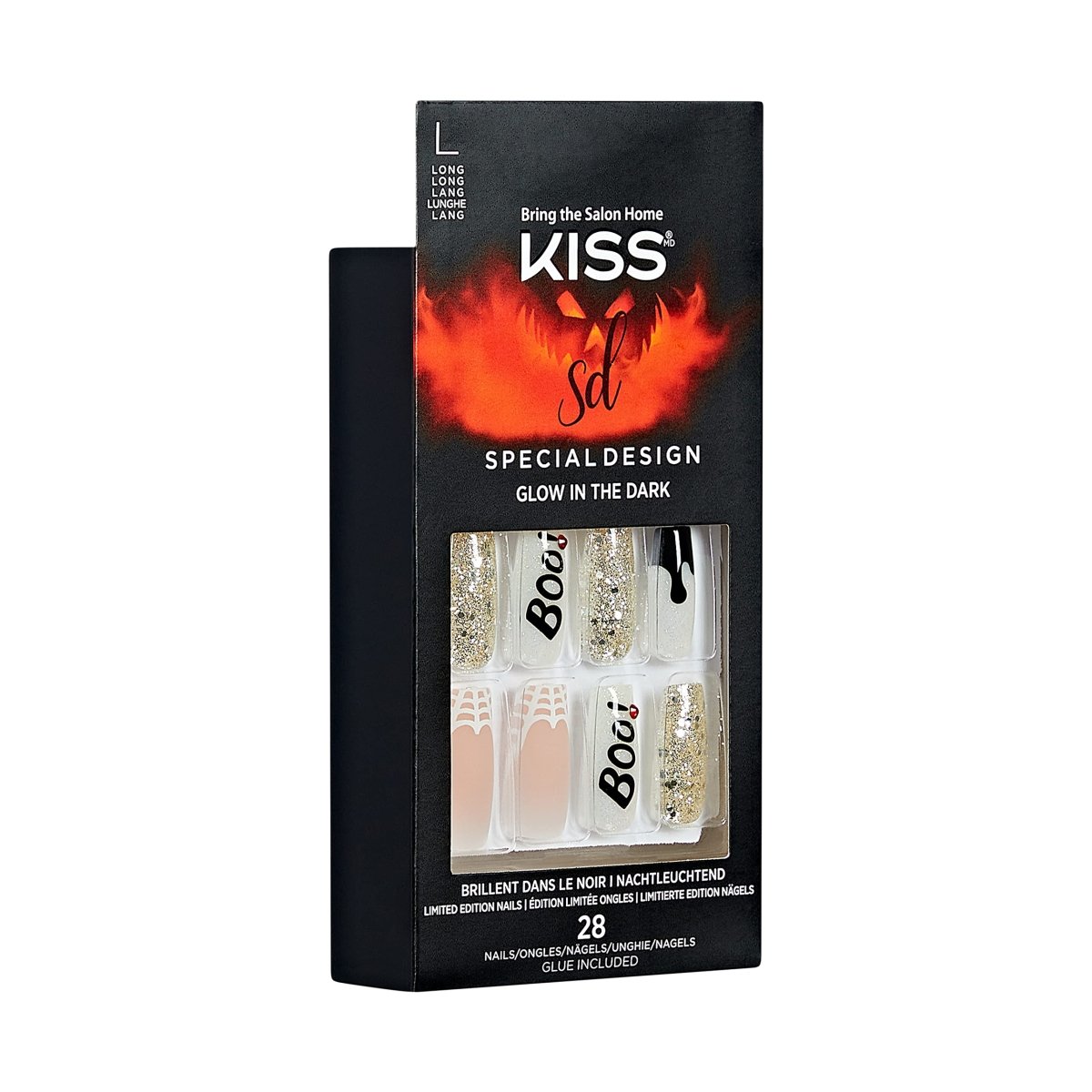 KISS Special Design Halloween Fake Nails, Glow - In - The - Dark, 87742 HSD22X Party Till I Die - A1 Great Deals - Kiss Nail Products - 731509877427