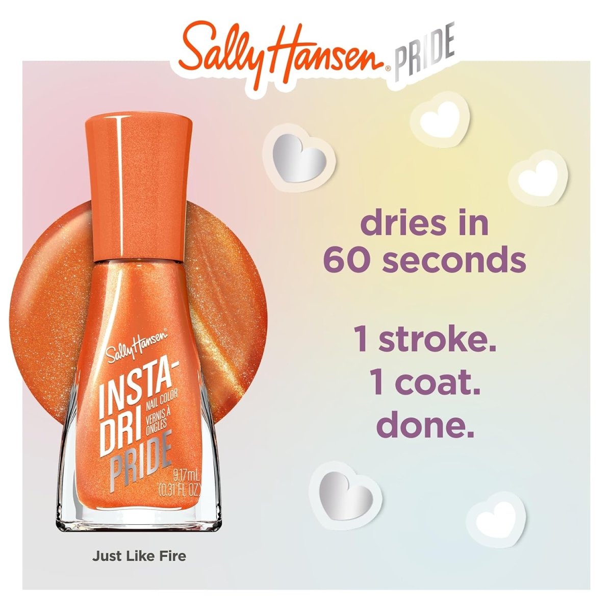 Sally Hansen Insta - Dri x PRIDE Collection Nail Polish, 759 Just Like Fire - A1 Great Deals - Sally Hansen - 3616305212580