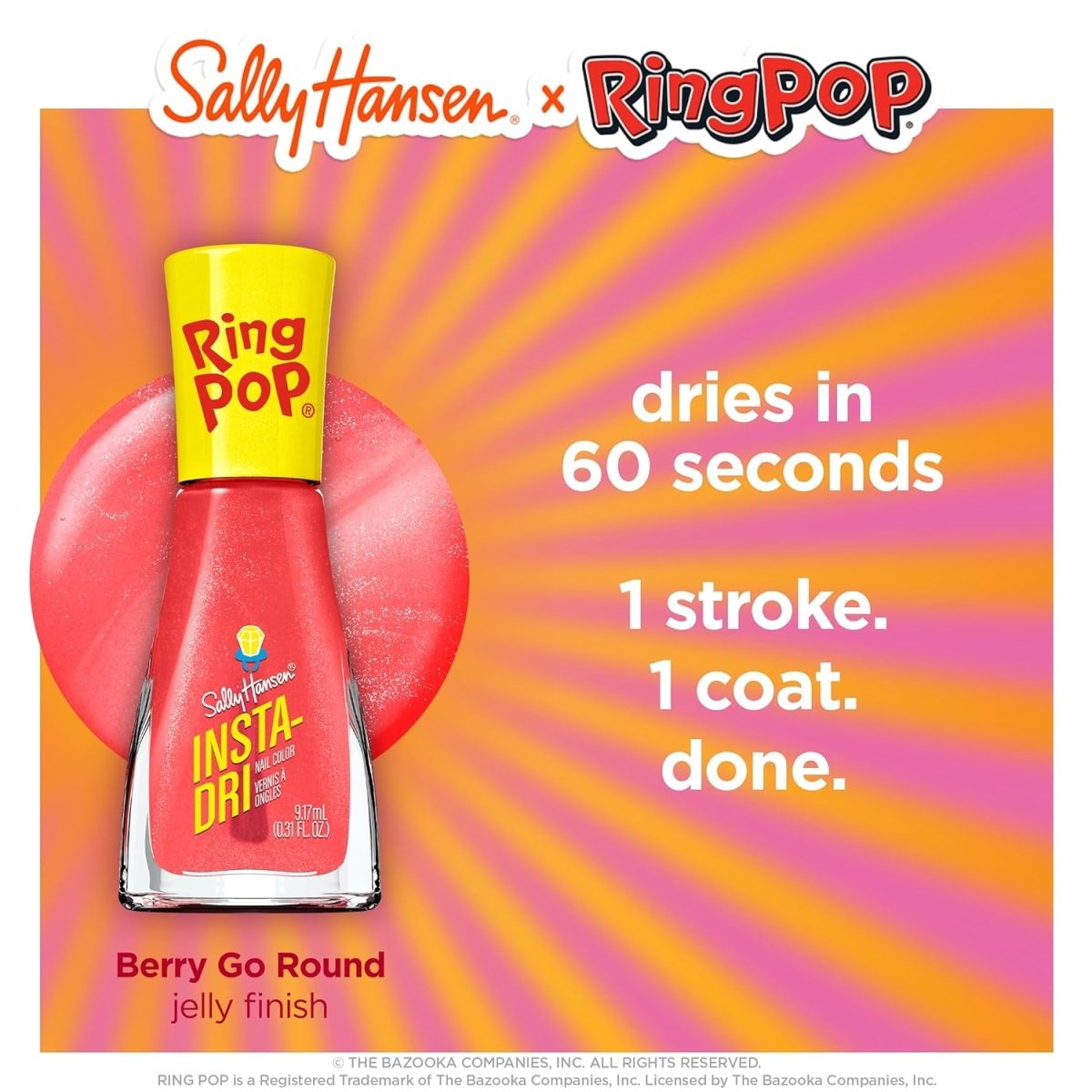 Sally Hansen Insta - Dri x Ring Pop Collection Nail Polish, 746 Berry Go Round, 0.31 fl oz - A1 Great Deals - Sally Hansen - 3616305501868