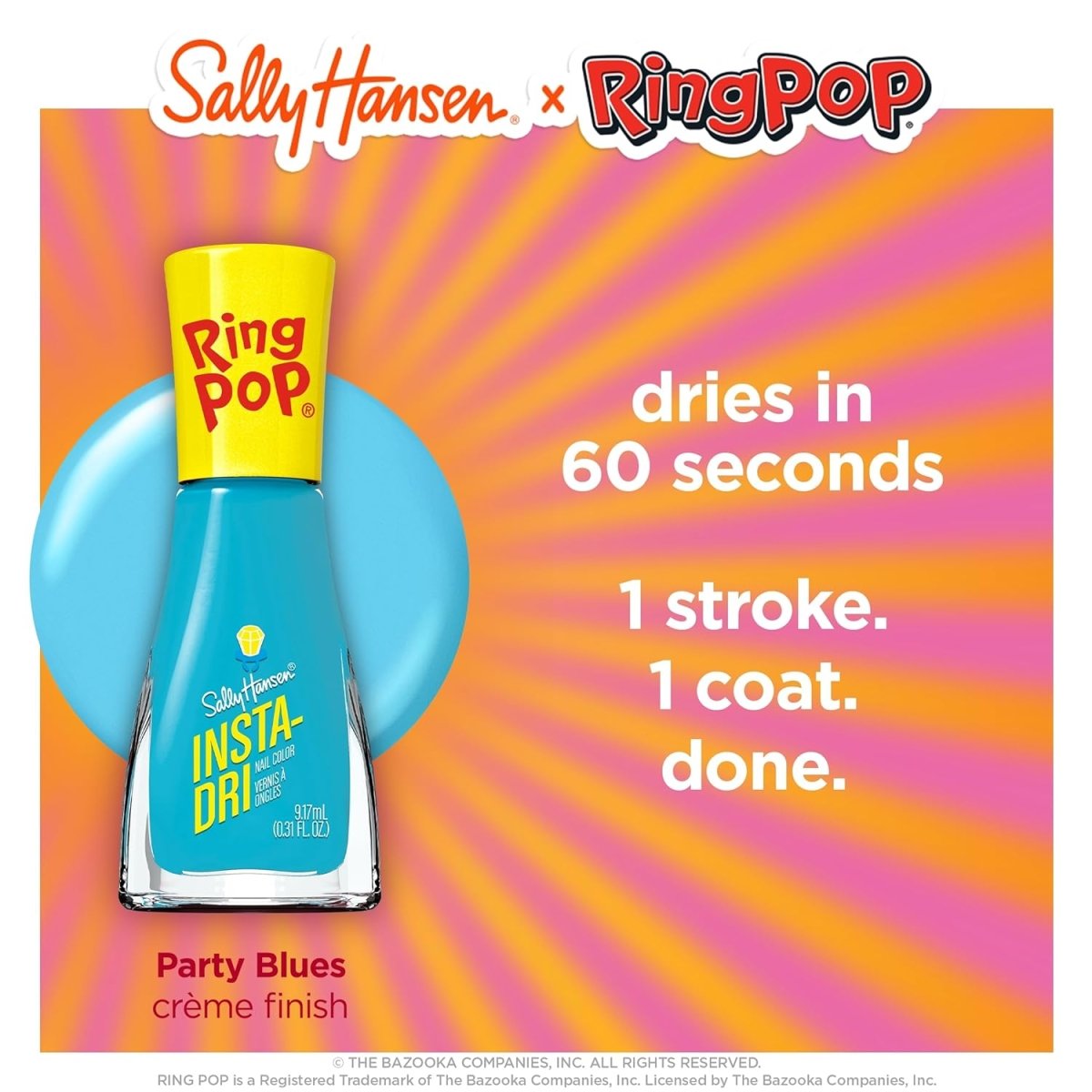 Sally Hansen Insta - Dri x Ring Pop Collection Nail Polish, 749 Party Blues, 0.31 fl oz - A1 Great Deals - Sally Hansen - 3616305501820