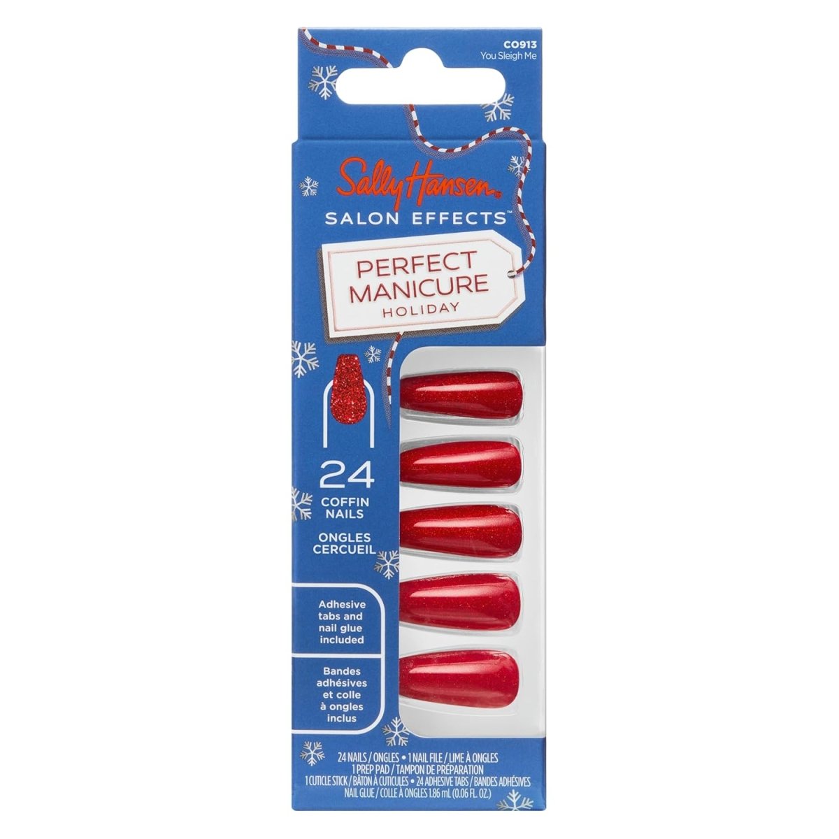 Sally Hansen Salon Effects Perfect Manicure Press on Nails Kit, AL913 You Sleigh Me - A1 Great Deals - Sally Hansen - 3616305512772