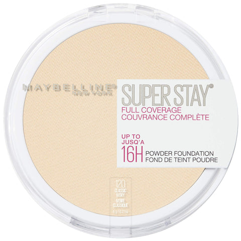 Maybelline Super Stay Full Coverage Powder Foundation Makeup,120 CLASSIC IVORY, 1 Count, 0.21 Ounce