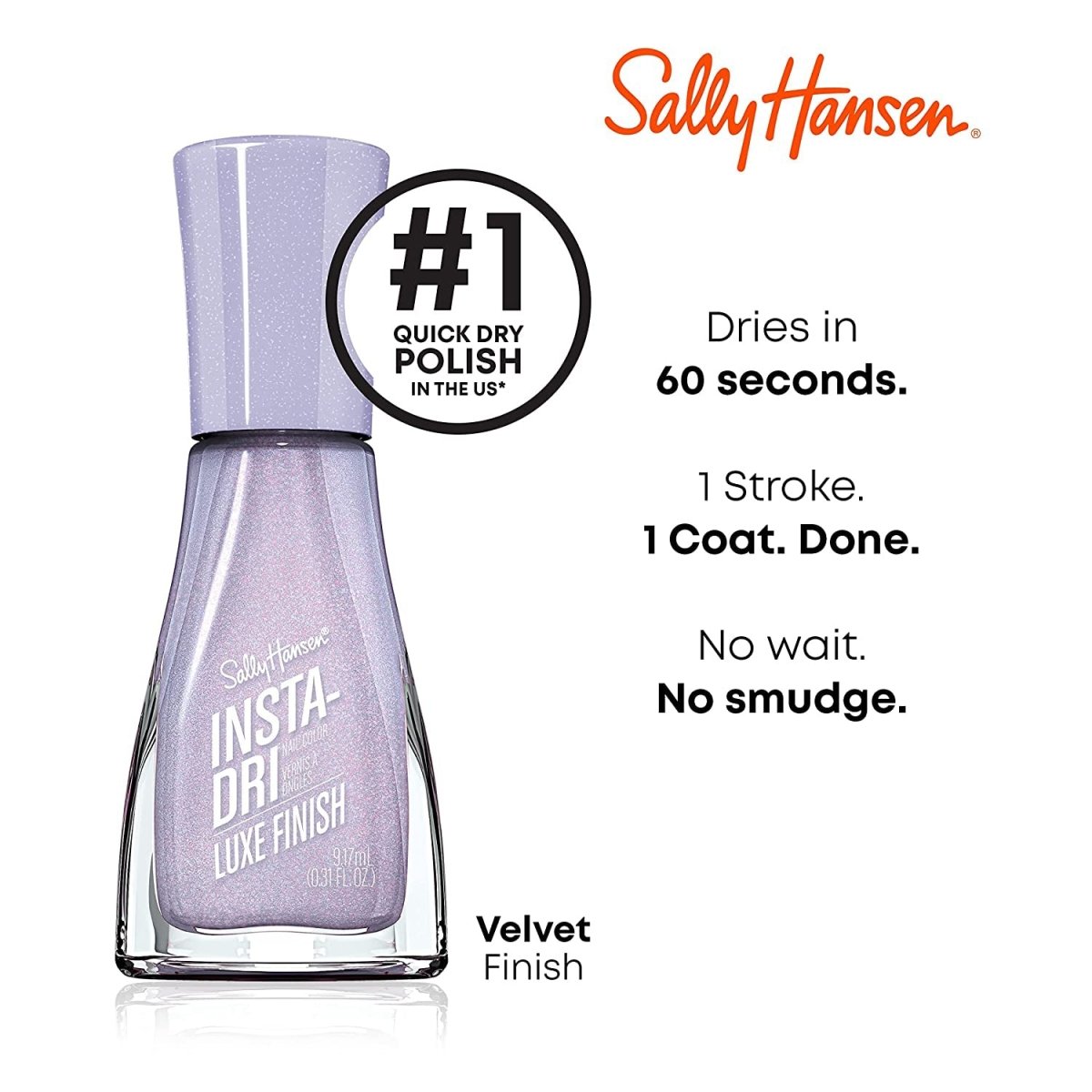 Sally Hansen Insta - Dri Nail Polish x Luxe Finish Collection, Lavish Lilac, 0.31 fl oz - A1 Great Deals - Sally Hansen - 3616303401344