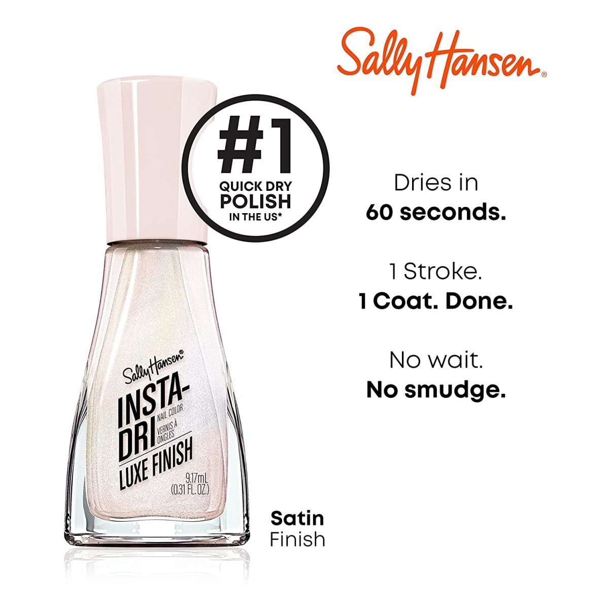 Sally Hansen Insta - Dri Nail Polish x Luxe Finish Collection, Silk Is, 0.31 fl oz - A1 Great Deals - Sally Hansen - 3616303401405