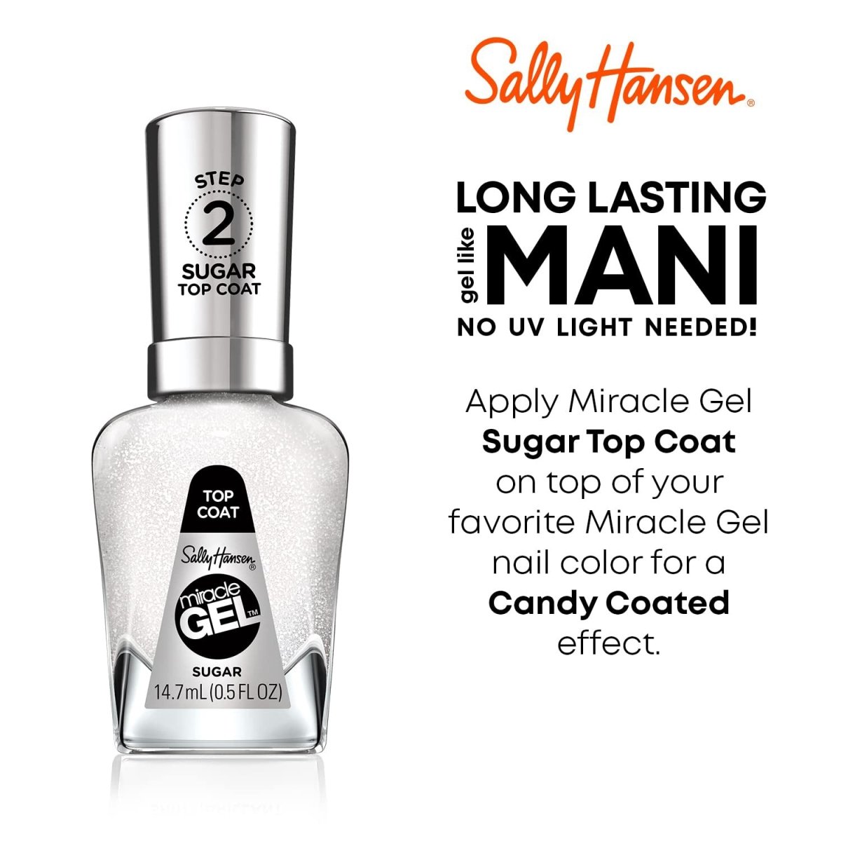 Sally Hansen Miracle Gel Nail Polish, 103 Sugar Top Coat, 0.50 fl oz - A1 Great Deals - Sally Hansen - 3616303914707